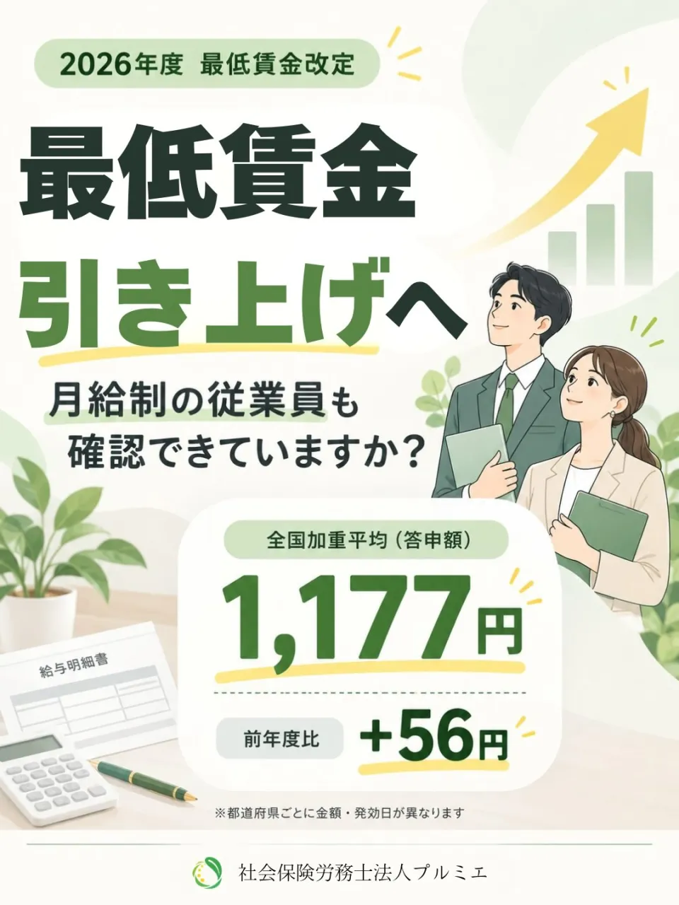 📢 2026年度 最低賃金改定!